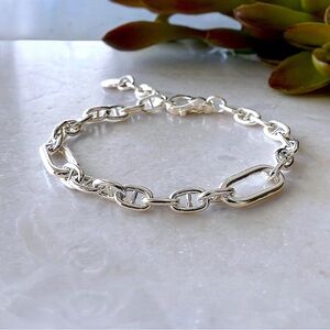 Sterling Silver Mariner Link Bracelet: Handmade Anchor Chain Jewelry